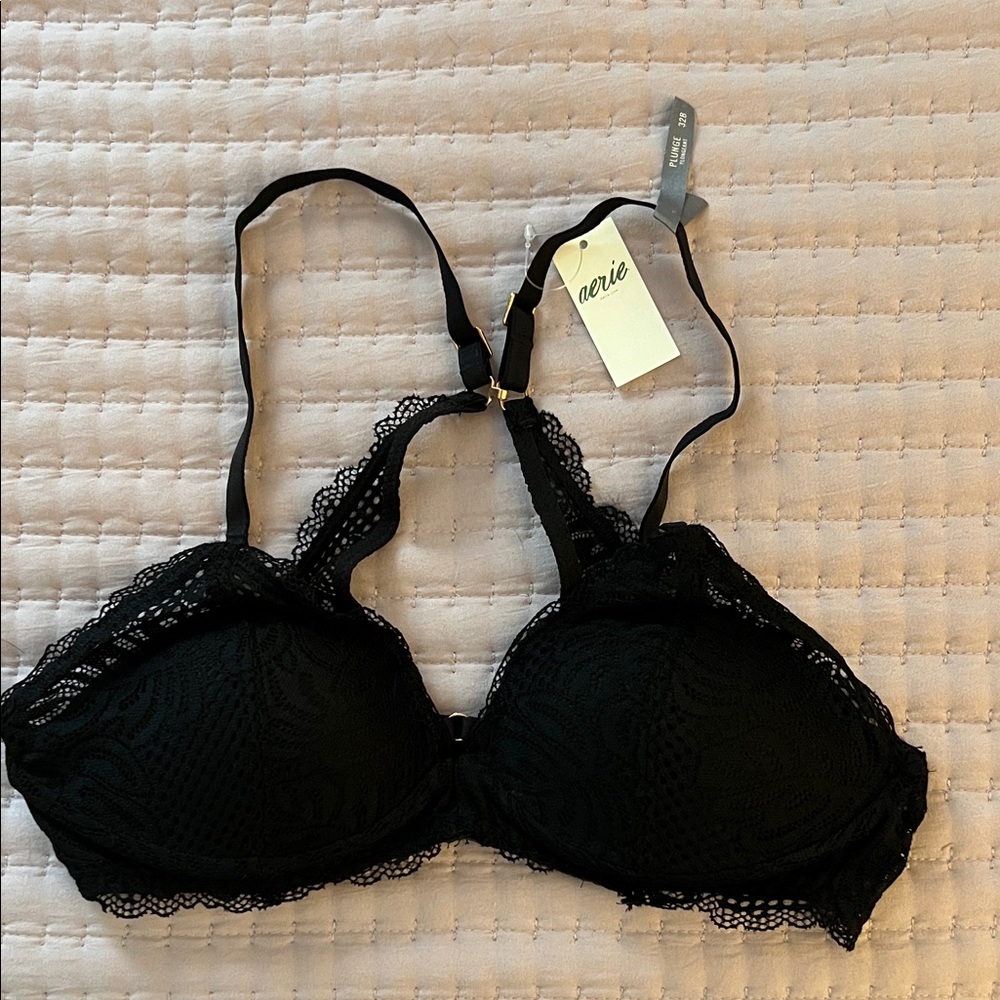 Aerie Elegant Black Lace Plunge Bra